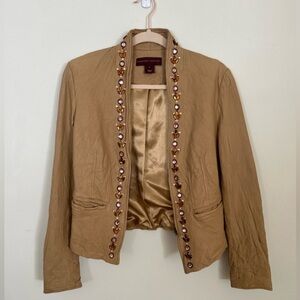 Margaret Godfrey Genuine Leather jacket Beaded size 6